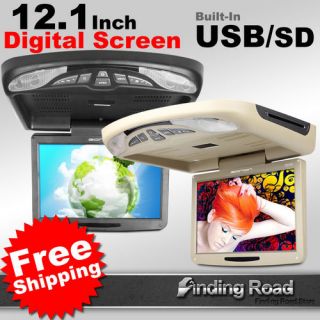  HD LCD Car Flip Down Monitor DVD Player Avi USB SD CD IR FM E1