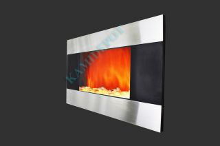 GV Stainless Panel Electric Fireplace Heater 1500W Heater Flame Effect