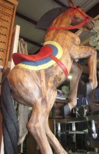 Hand Carved Teak Horse 8 Tall