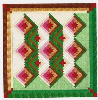 Easy Quilt Kit Log Cabin Twisted Star Pre Cut Fabrics Ready to Sew