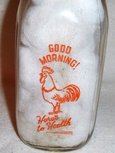  GRIFFITH DAIRY MILK BOTTLE QUART GLASS EBENSBURG PA ROOSTER DECAL