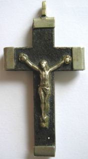 Lourdes Cross Crucifix Ebony Silver Art Deco 1910FRANCE