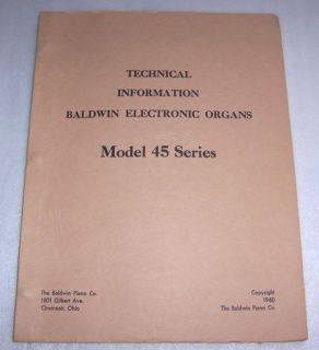 Baldwin Model 45 Series Electronic Organ Service Manual