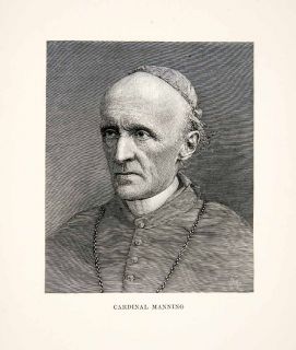  Engraving Portrait Cardinal Henry Edward Manning Archbishop Art