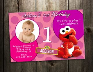Elmo Sesame Street Party Invitation Birthday Photo Baby Custom Invite