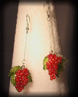New red grape vine cluster drop bead dangle earrings cute for gift