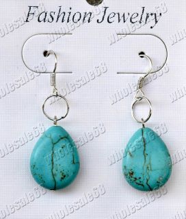  Silver P Metal Turquoise Gemstone Earrings Jewelry