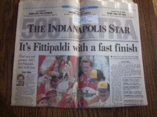 EMERSON FITTIPALDI WINS 1993 INDY 500 RACE NEWSPAPER SECTION LOADED