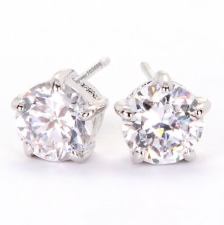  White Gold GP Swarovski Crystal 1CT Diamond Wedding Stud Earring Pin