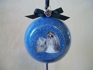 VERY Unique Handmade Shih Tzu Dog 3 Glass Ball Ornament, Made In The