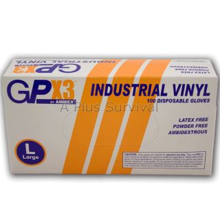100 Vinyl 3 Mil Safety Gloves Large GPX3 Powder Free