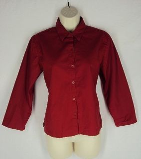 Eileen Fisher Red Cotton Stretch Shirt Top Size XS Tunic 611
