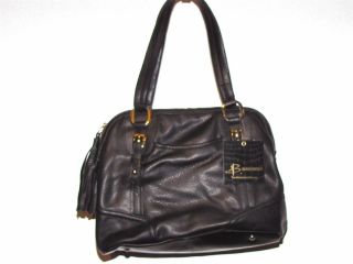 Makowsky Glove Leather Zip Top Satchel with Capped Corners