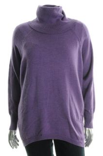 Eileen Fisher New Purple Wool Turtleneck Oval Tunic Sweater Petites PL