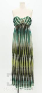Ella Moss Green & Black Multi Color Strapless Dress Size Petite