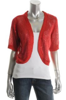 Ellen Tracy New Red Elbow Sleeve Scattered Sequined Open Crop Shrug