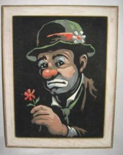 Painting by Numbers on Velvet, Emmett Kelly, CLOWN with Daisy.