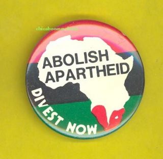 Abolish Apartheid 1970s Protest Pinback Button Badge