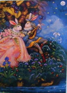 1990s Print from The Rabbits of The Rainbow Series by Pamela Silin