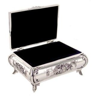  Antique Grape Design Silver Jewelry Box Engraved Christmas Gift