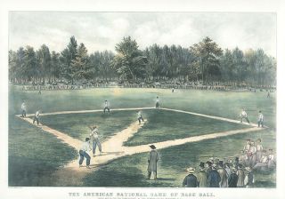 American National Game of Baseball Currier Ives Print