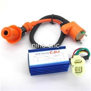 Racing performance 6 pins AC CDI box + Ignition Coil for Gy6 50cc