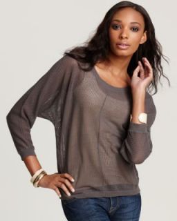 Joie Soft New Emilie B Gray Cotton Mesh Raglan Sleeve Pullover Sweater