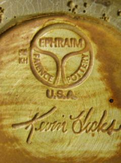 Ephraim Faience Pottery   Kevin Hicks   Garden Ginkgo Vase 1999