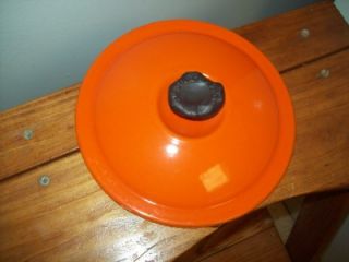 Vintage Levcoware Orange Enameled Cast Irion Sauce Pan Lid Cover Only