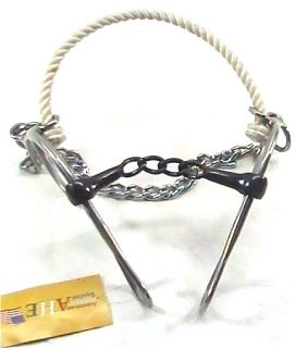 AH Equine Sliding Gag Hackamore with Rope Nose Horse Tack Equine