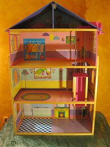 BARBIE DOLL HOUSE WOODEN WITH ELEVATOR STURDY COLORFUL QUALITY