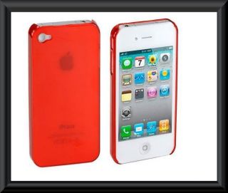 Red Ultra Thin Crystal Clear Snap on Hard Case Cover for iPhone 4 G 4S