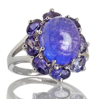 Tanzanite Cabochon and Iolite Sterling Silver Ring