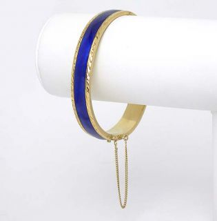 Stylish 14k Yellow Gold Enamel Ornate Bangle Bracelet
