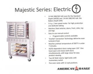 American Range Single Deck Electric Convection Oven Bakery Depth Me 1g