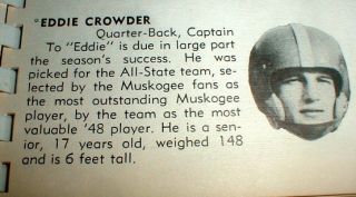  Oklahoma Central High School Yearbook Eddie Crowder Football