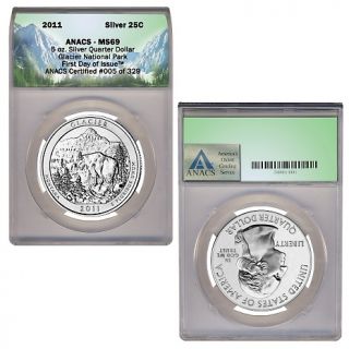  Park Quarters 2010 MS69 Glacier Park Coin in 5 oz. Silver Bullion