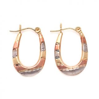 Michael Anthony Jewelry® 10K Gold Tricolor Oval Hoop Earrings