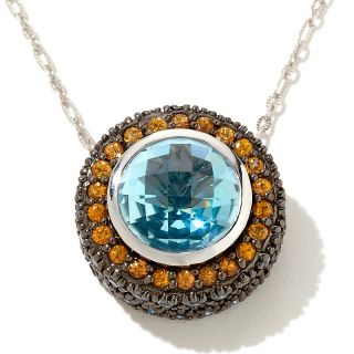 11.42ct Blue Topaz and Gemstone Sterling Silver Pendant with 18 Chain