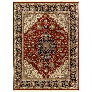  Mahal Collection 100% Semi Worsted Wool Rug   Burgundy/86 x 116