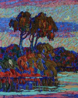Birger Sandzen Original 1922 Painting Fall Evening Smokey River