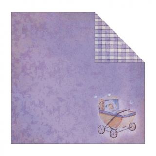 Fabscraps Vintage Baby 12 x 12 Double Sided Paper   Carriage Purple
