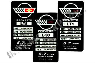 C4 Corvette Engine ID Spec Data Plates LT1 LT4 LT5 L98
