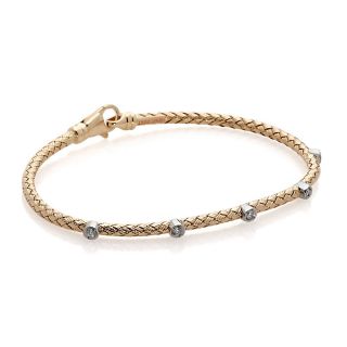 14K Gold Diamond Accent Basket Weave 6.75in Bracelet