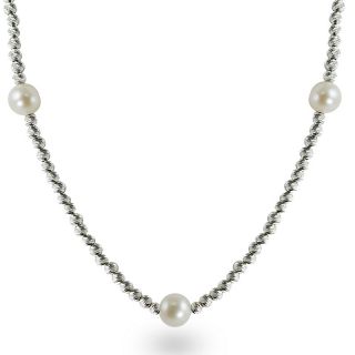  Pearls 6 6.5mm Cultured Pearl and Sterling Silver Bead 13 Necklace