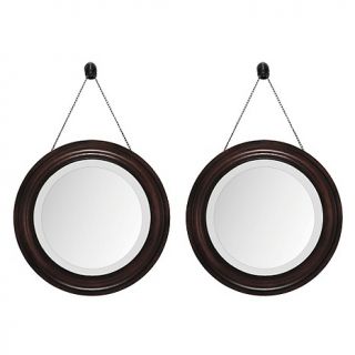  Art & Wall Décor Mirrors Set of 2 Round Brown Mirrors   14 x 14