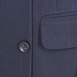 42L Elkridge Navy Blue Pinstripe Two Button Executive Wool Suit