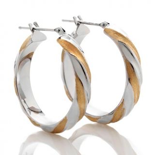 Michael Anthony Jewelry 14K Gold Two Tone Twisted Hoop Earrings
