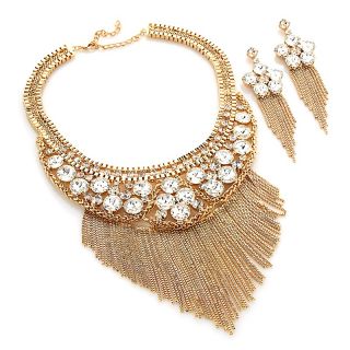 IMAN Global Chic Holiday Glamour 15 Fringe Necklace and Earrings Set