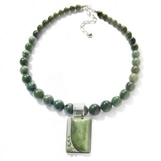 Mine Finds by Jay King Green Serpentine Pendant and 18 Necklace